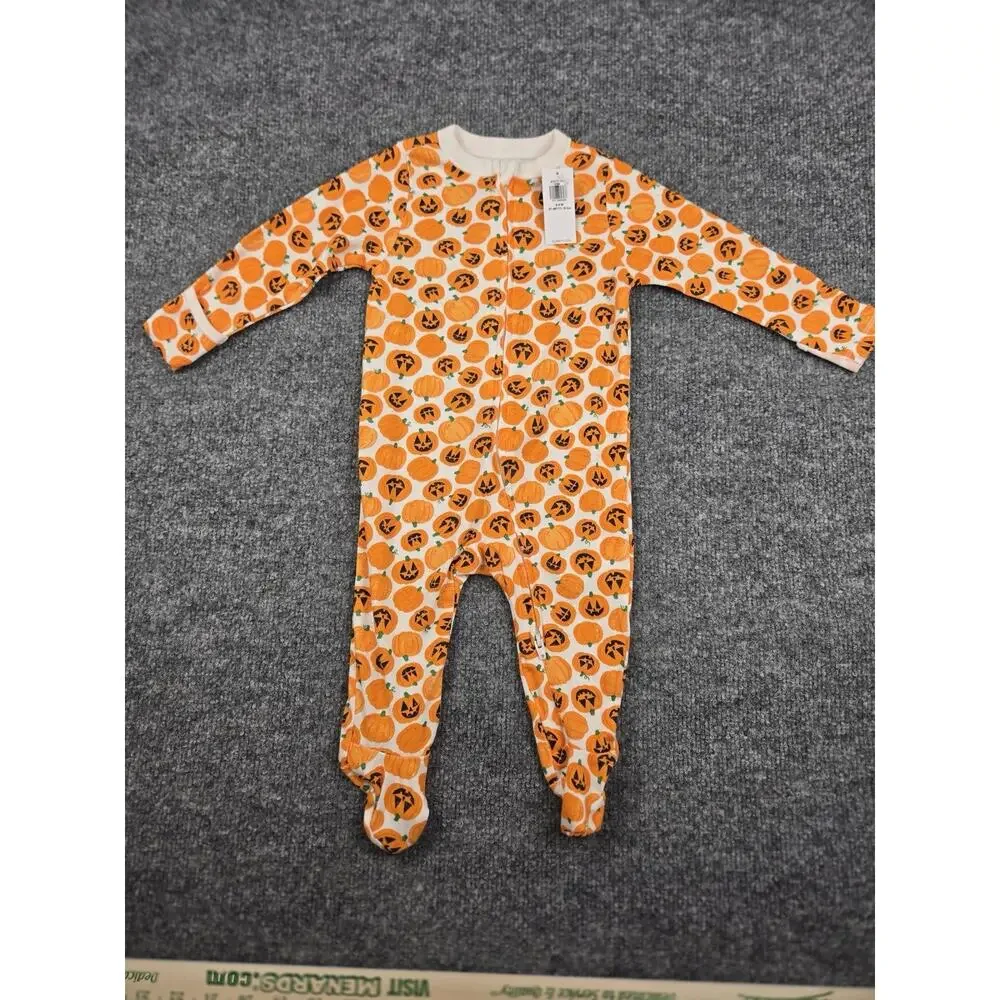 NWT Old Navy Hallowen Pumpkin Print Sleeper Baby Girl Boy 3/6m #989
